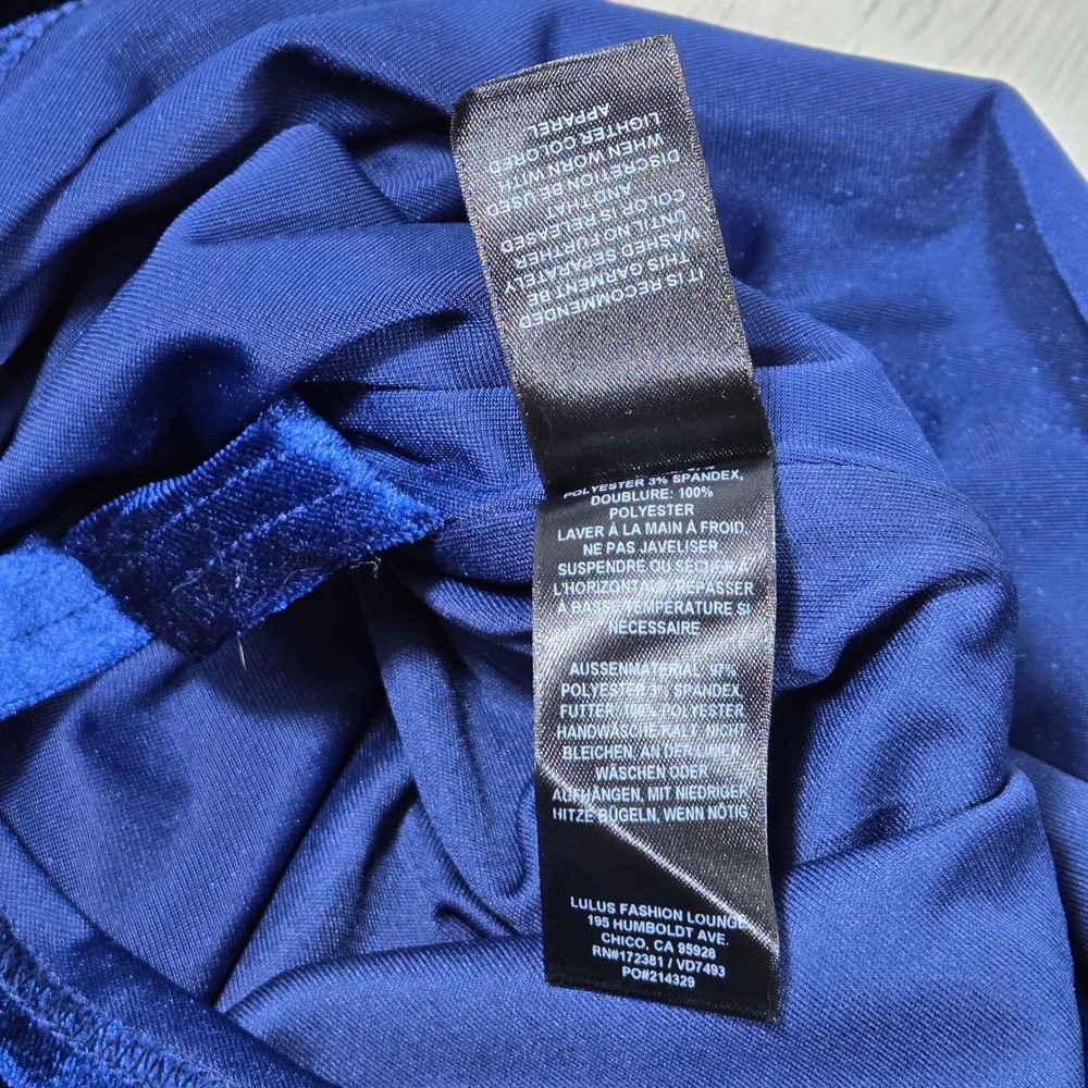 Lulus Masterfully Flirty Dark Blue Velvet Bustier Midi Dress Strapless Small - Picture 7 of 9